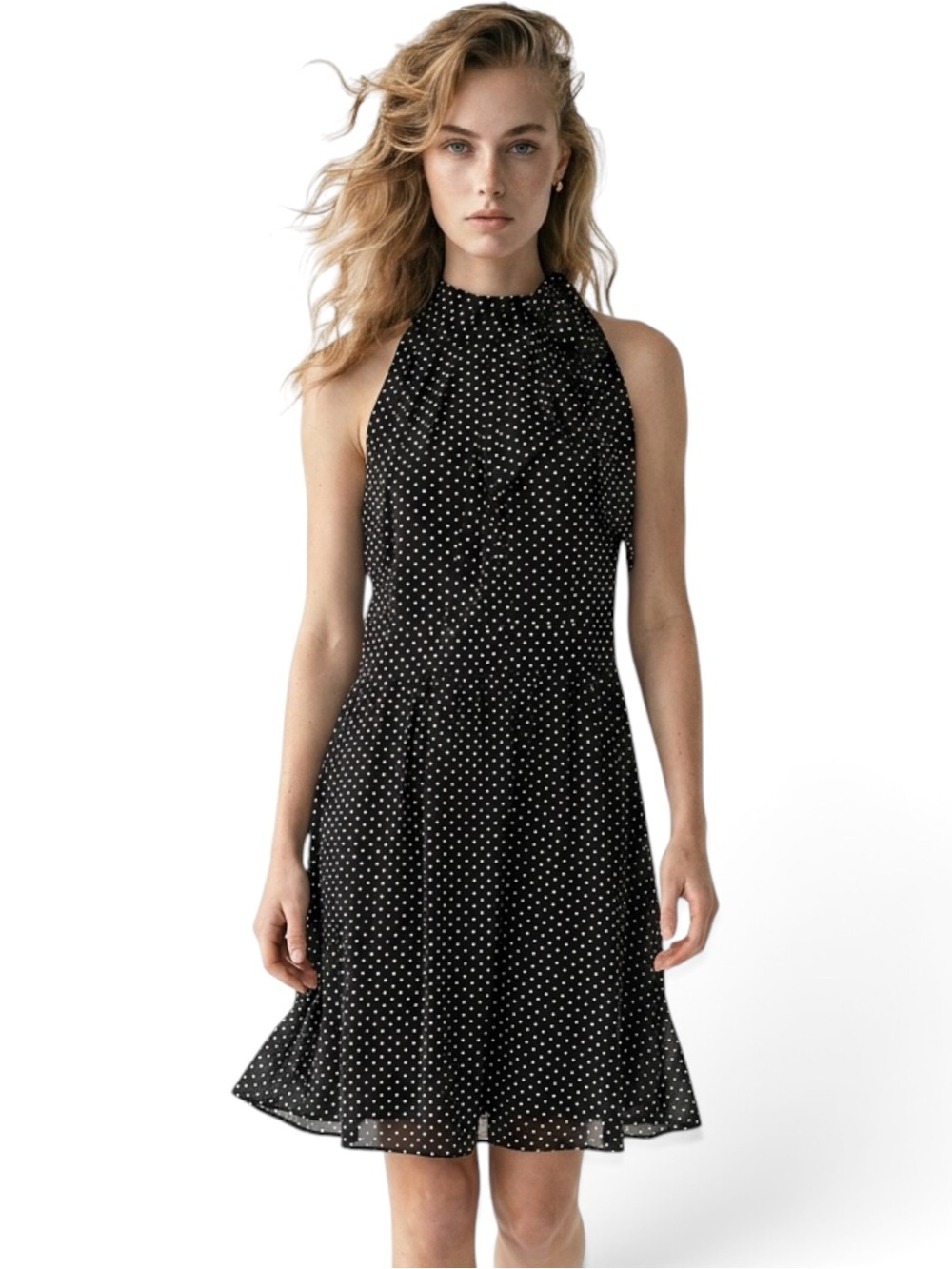 Express Black and White Polka Dot Tie
Dress Halter Keyhole Skater. Sz/12